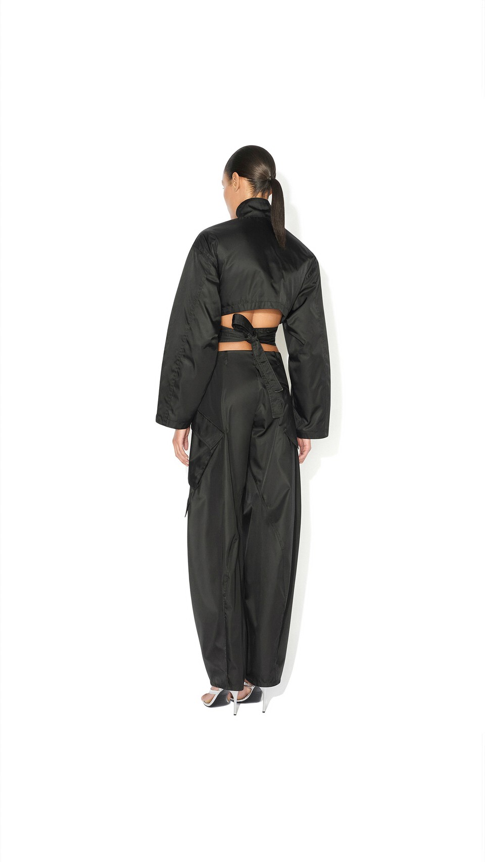 ALA&Iuml;A TAFFETA CARGO PANTS BLACK - View 3