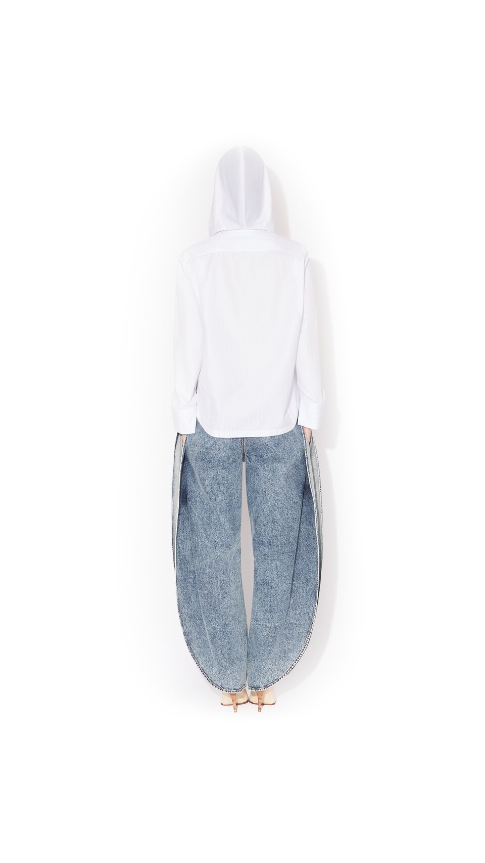 ALA&Iuml;A HOODED POPLIN SHIRT WHITE/BLUE - View 4