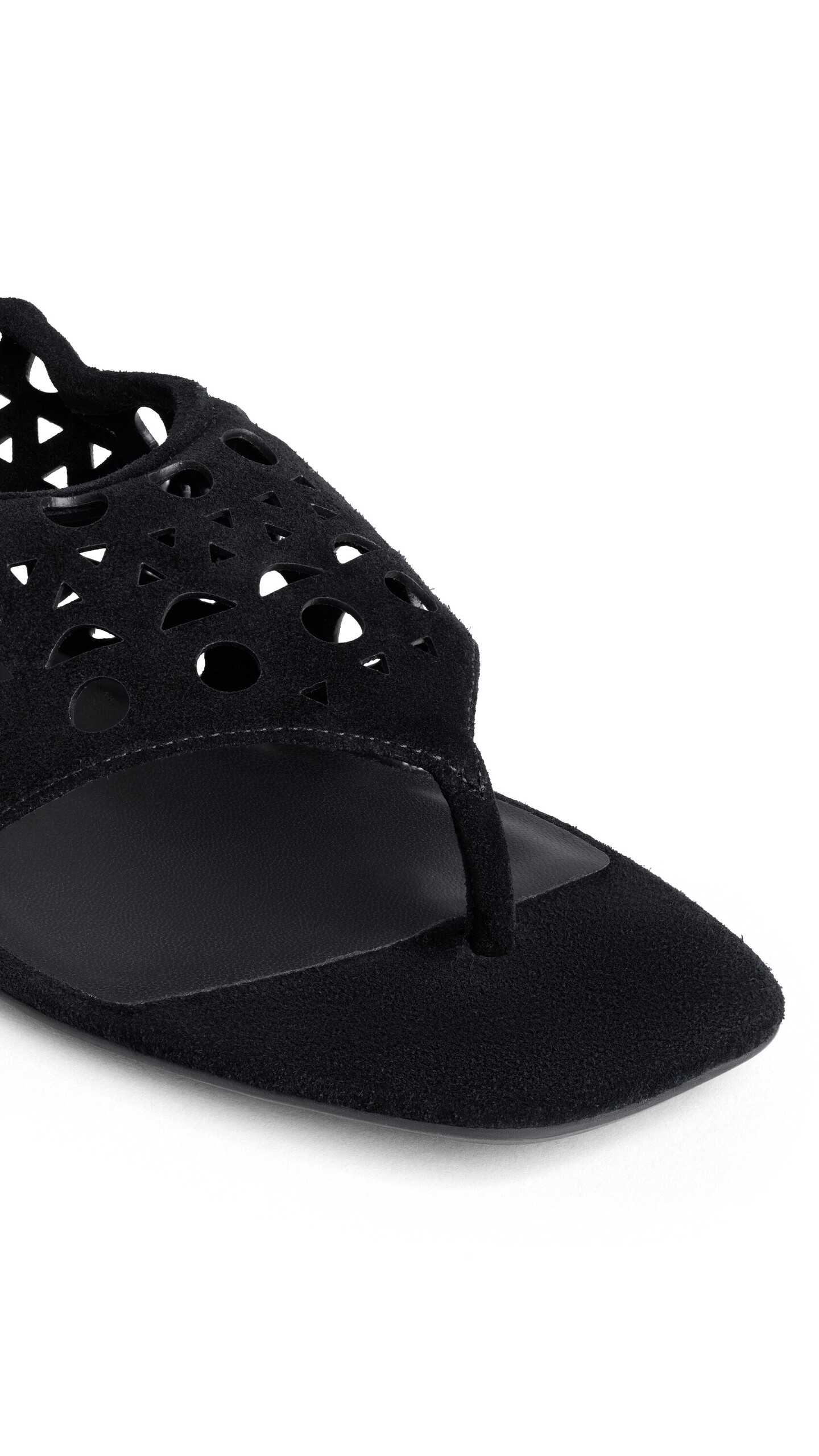 ALA&Iuml;A VIENNE THONG SANDALS IN VELVET CALFSKIN BLACK - View 3