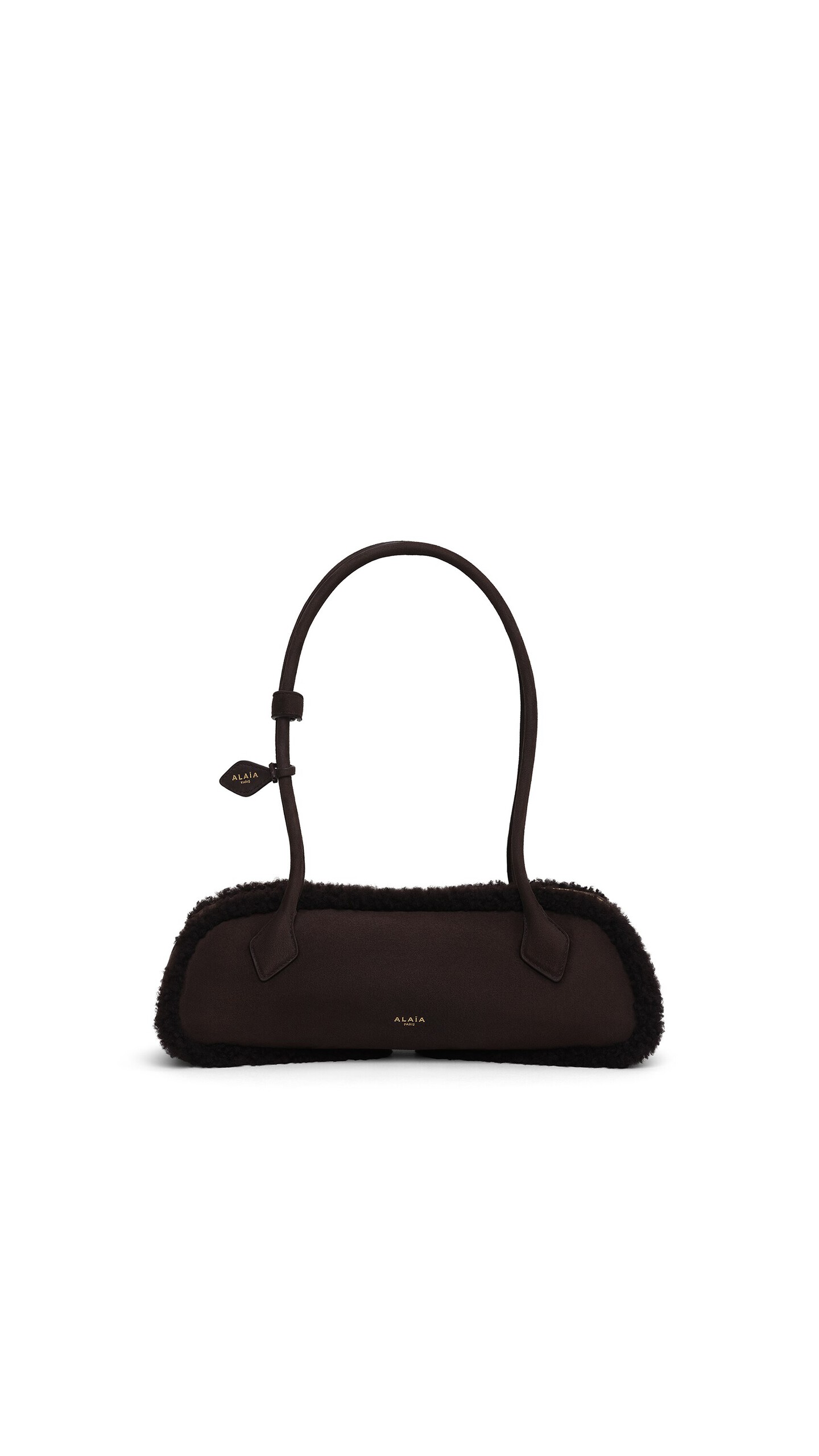 ALA&Iuml;A LE TECKEL MEDIUM BAG IN MERINO SHEARLING CHESTNUT