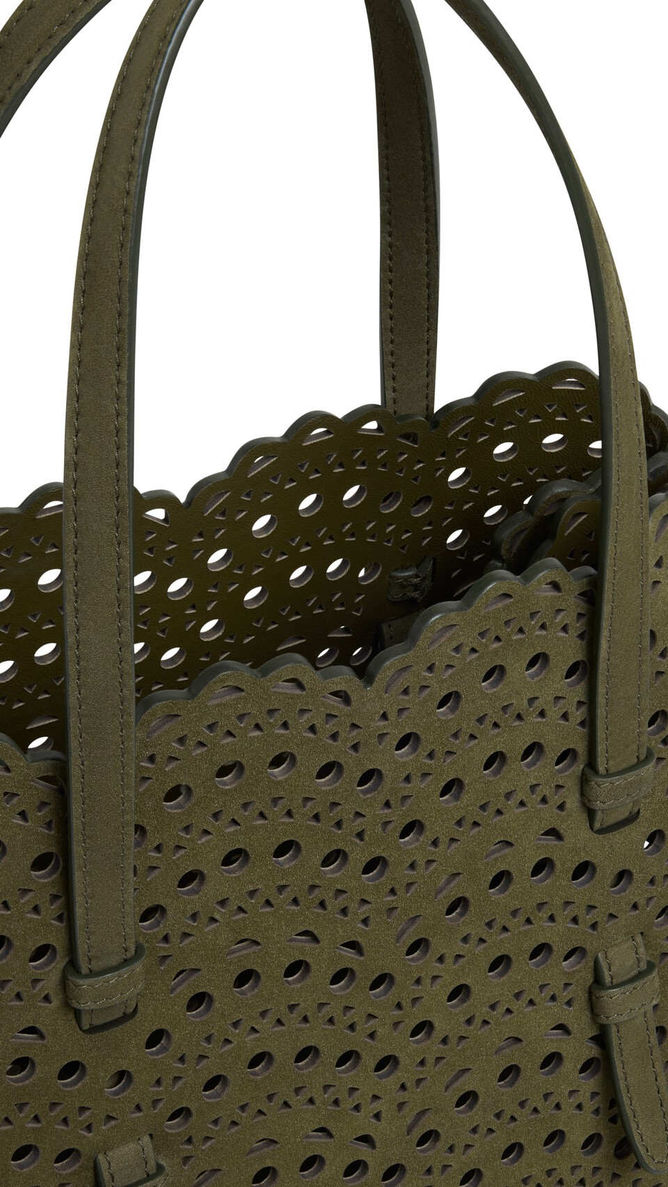 ALA&Iuml;A MINA 25 BAG IN VIENNE WAVE NUBUCK KAKI - View 3