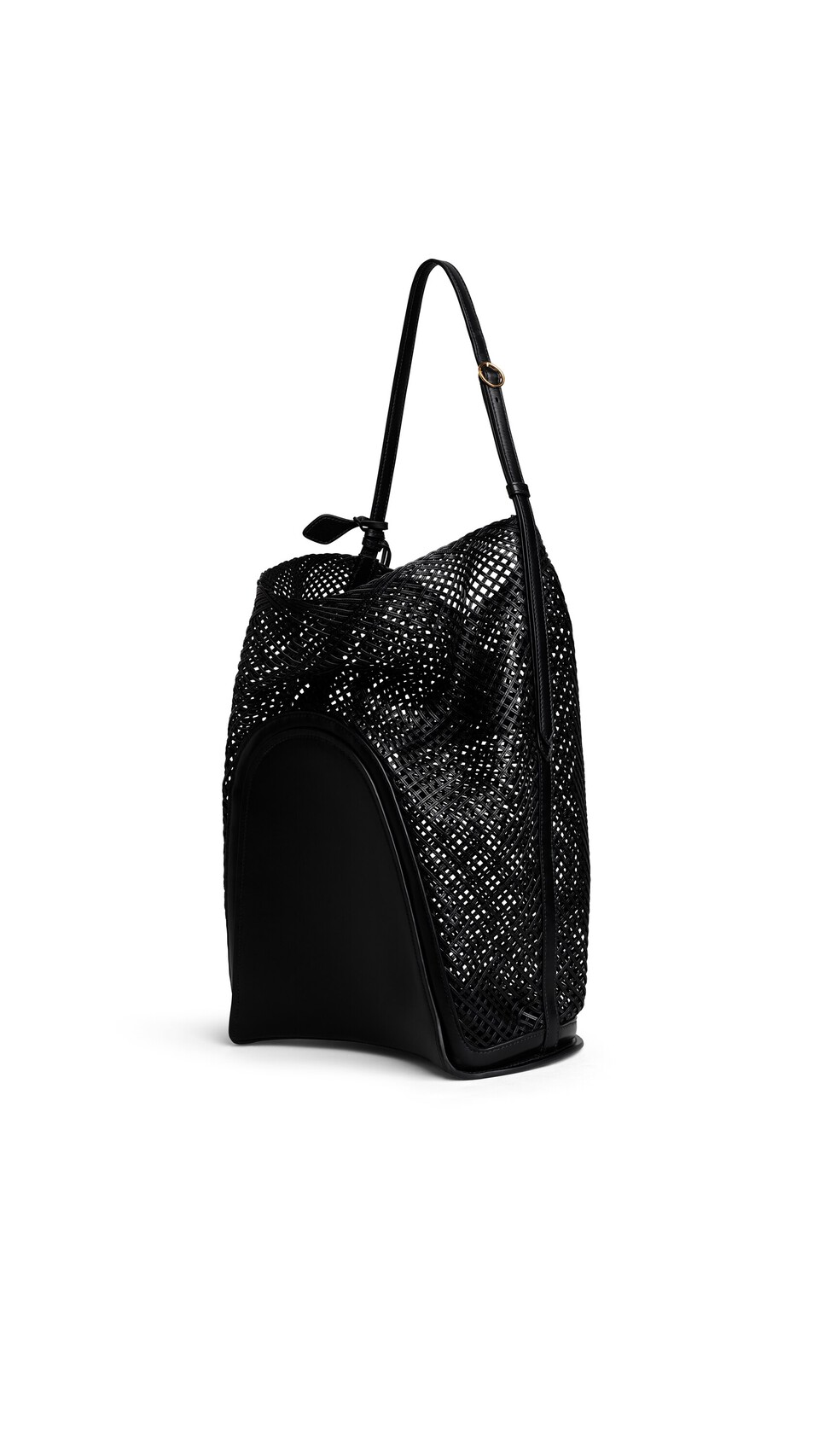 ALA&Iuml;A HIP LARGE BUCKET BAG IN LEATHER NET BLACK - View 2