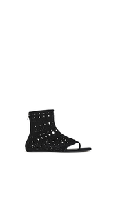 BLACK - ALA&Iuml;A VIENNE HIGH FLAT SANDALS  IN VELVET CALFSKIN
