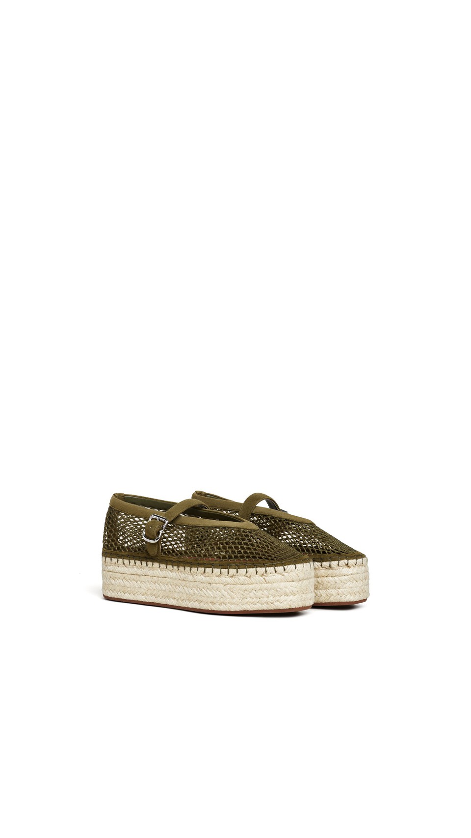 ALA&Iuml;A ESPADRILLES IN FISHNET AND SUEDE KAKI - View 2