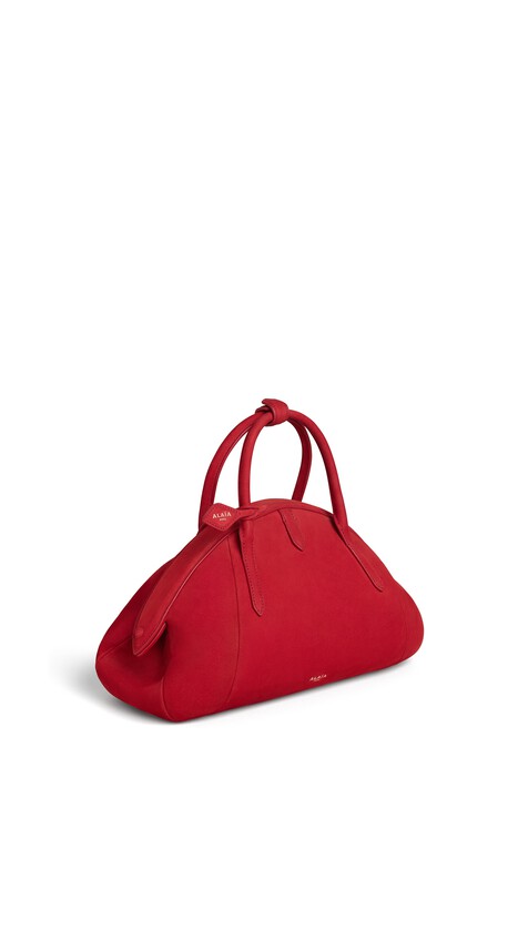 ALA&Iuml;A PURSE TOP HANDLE BAG IN NUBUCK BRIGHT RED - View 2