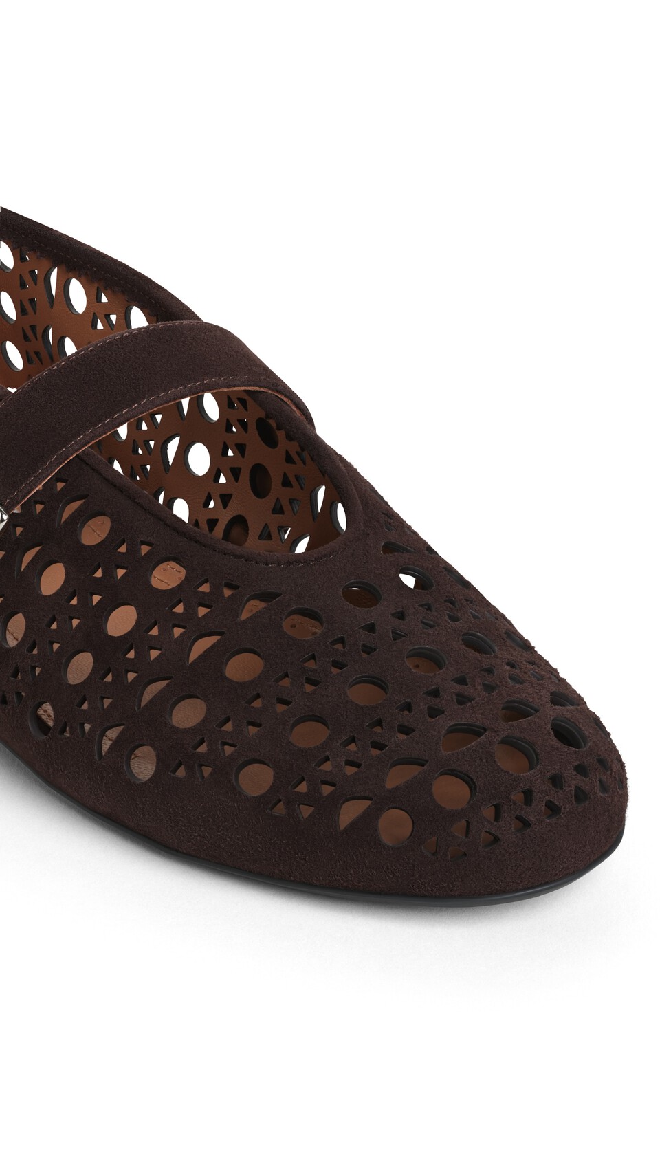 ALA&Iuml;A BALLET FLATS VIENNE IN SUEDE DARK BROWN - View 3
