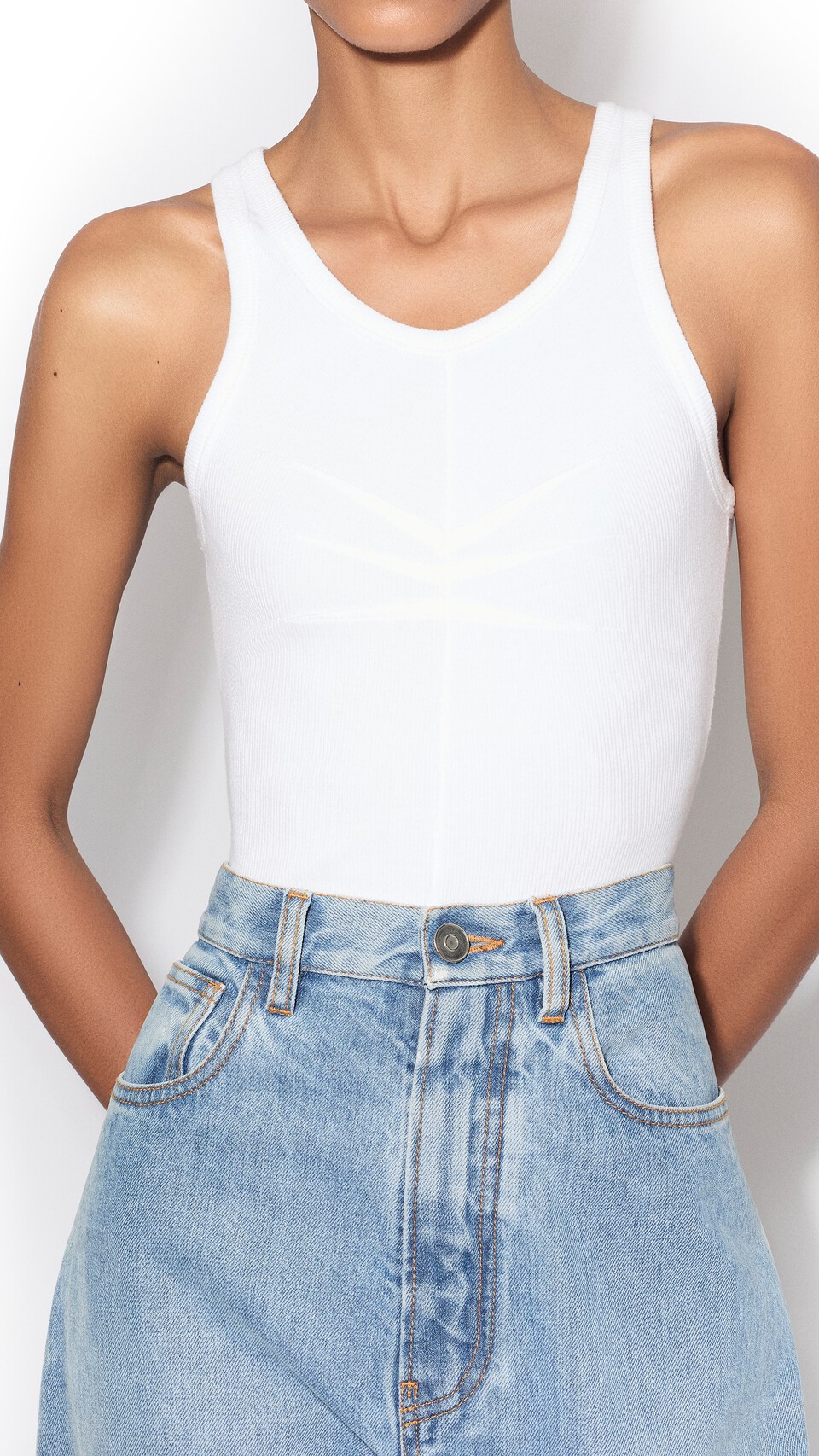 ALA&Iuml;A DARTS COTTON TANK TOP WHITE - View 4
