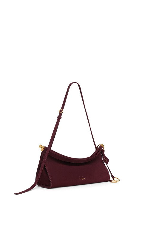 ALA&Iuml;A LE CLICK EAST WEST MEDIUM BAG IN NUBUCK GARNET RED - View 2