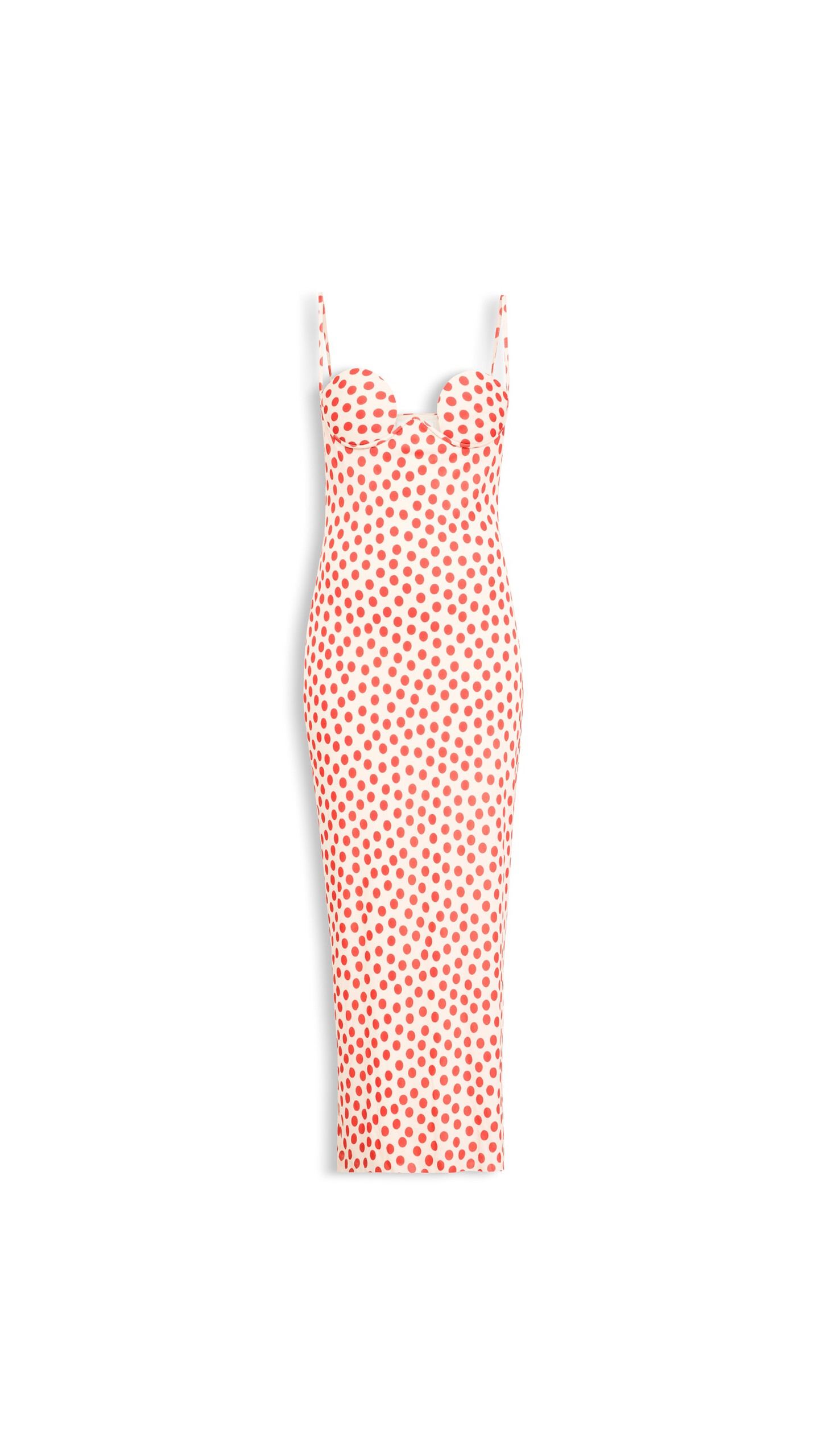 ALA&Iuml;A POLKA DOT COLUMN DRESS ECRU
