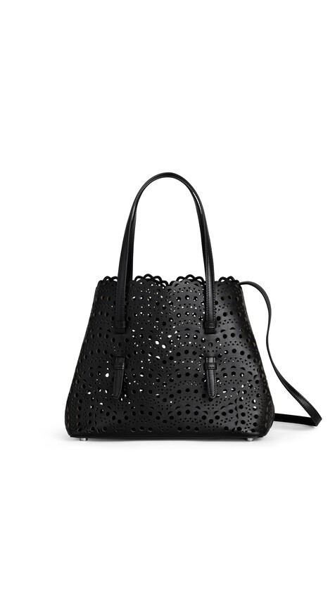ALA&Iuml;A MINA 25 BAG IN PERFORATED VIENNE CALFSKIN BLACK