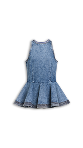 SNOW BLUE - ALA&Iuml;A PEPLUM DENIM TOP