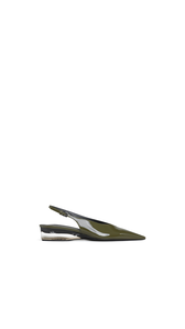 KAKI - ALA&Iuml;A INVISIBLE WEDGE SLINGBACKS IN PATENT CALFSKIN