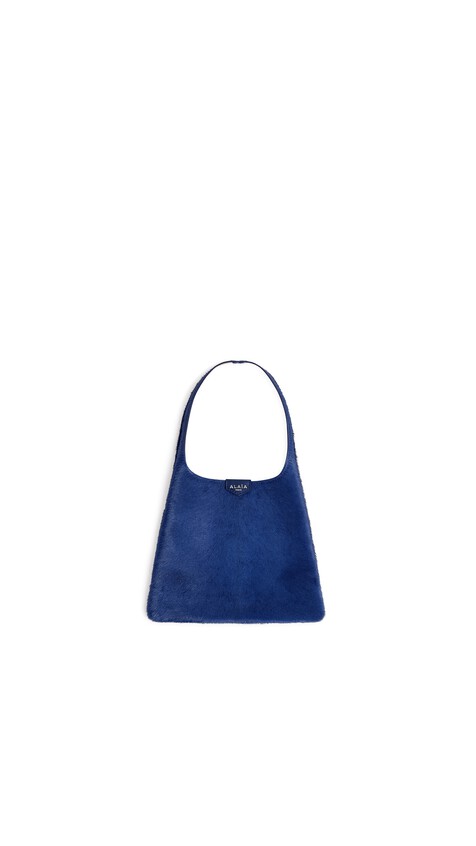 ALA&Iuml;A MINI HOBO BAG IN HAIRCALF BLUE