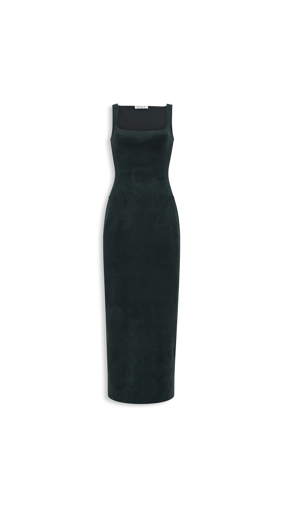 ALA&Iuml;A ROBE BODYCON EN VELOURS VERT BOUTEILLE