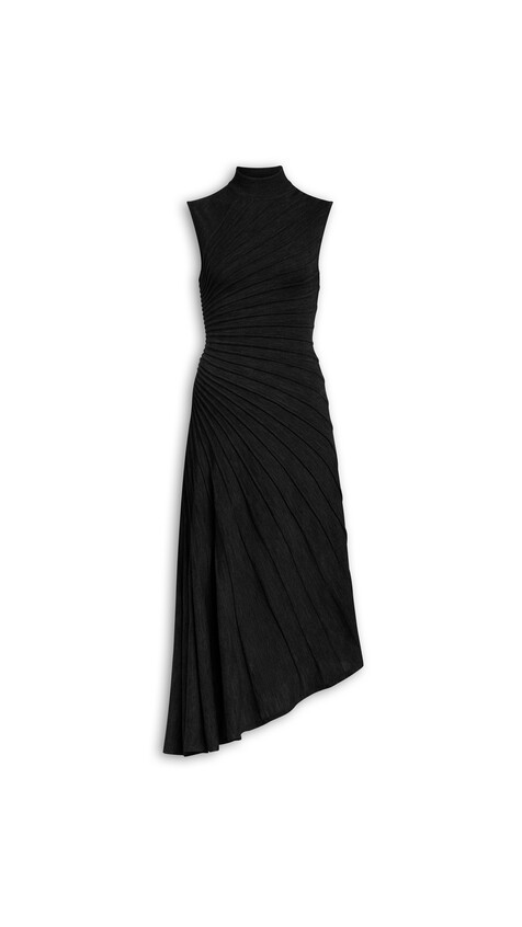 ALA&Iuml;A SCULPTING WOOL DRESS BLACK