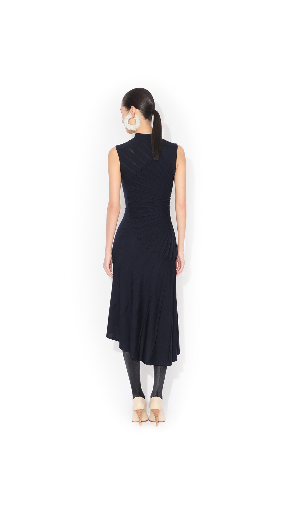 ALA&Iuml;A SCULPTING WOOL DRESS MIDNIGHT - View 3