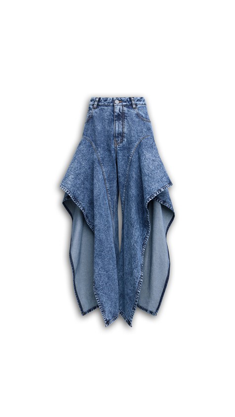 ALA&Iuml;A RUFFLE JEANS SNOW BLUE