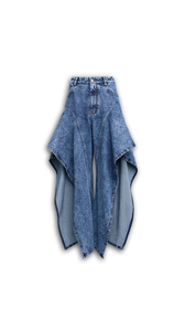 SNOW BLUE - ALA&Iuml;A RUFFLE JEANS