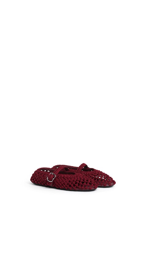 ALA&Iuml;A BALLET FLATS IN SATIN CORD BORDEAUX - View 2