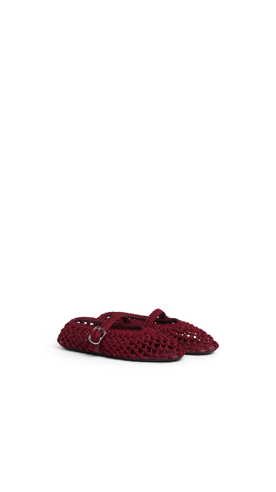 ALA&Iuml;A BALLET FLATS IN SATIN CORD BORDEAUX - View 2