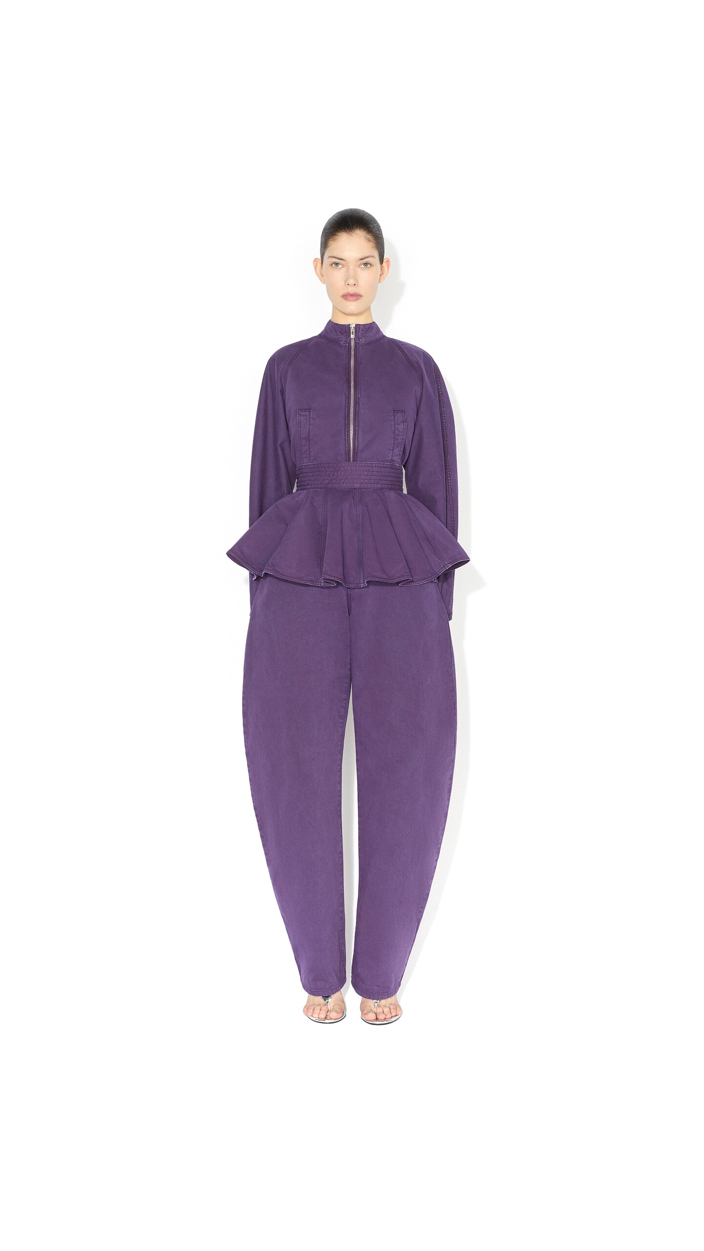 ALA&Iuml;A ROUND DENIM JACKET VIOLET - View 2