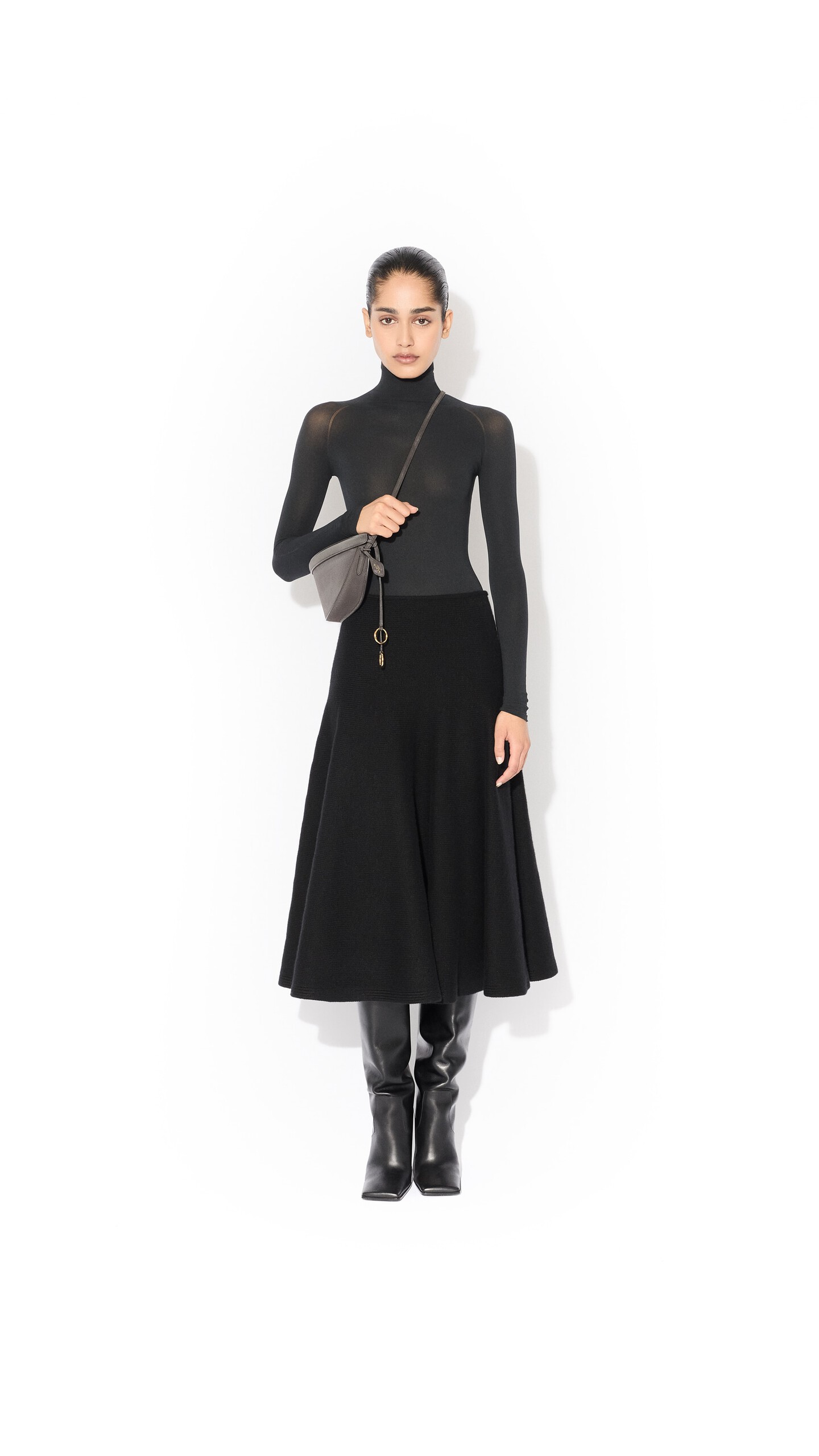 ALA&Iuml;A HIGH NECK SECOND-SKIN KNIT BODYSUIT BLACK - View 3
