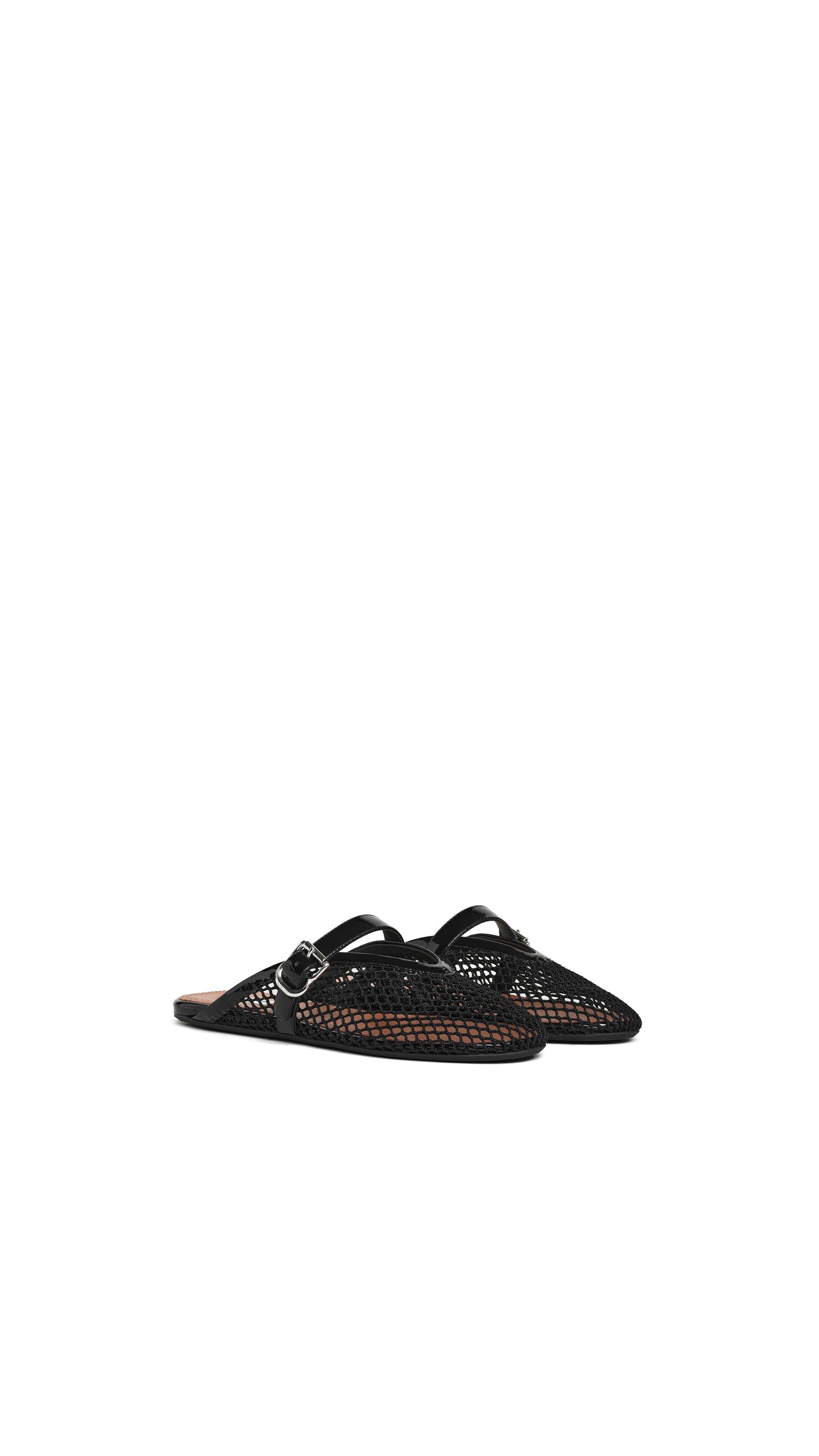 ALA&Iuml;A FLAT MULES IN FISHNET BLACK - View 2