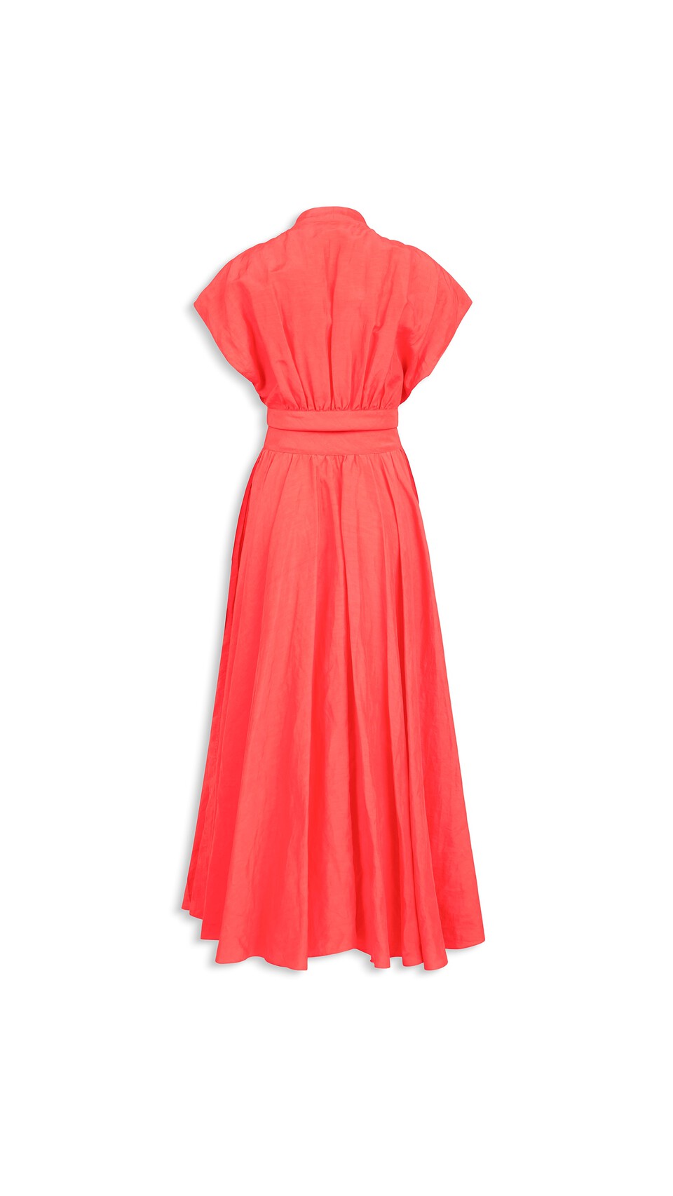 ALA&Iuml;A LINEN-BLEND BELTED DRESS VERMILION RED - View 8