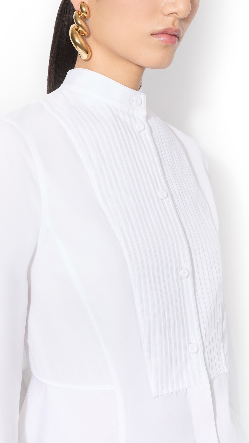 ALA&Iuml;A TUXEDO COTTON POPLIN SHIRT WHITE - View 4