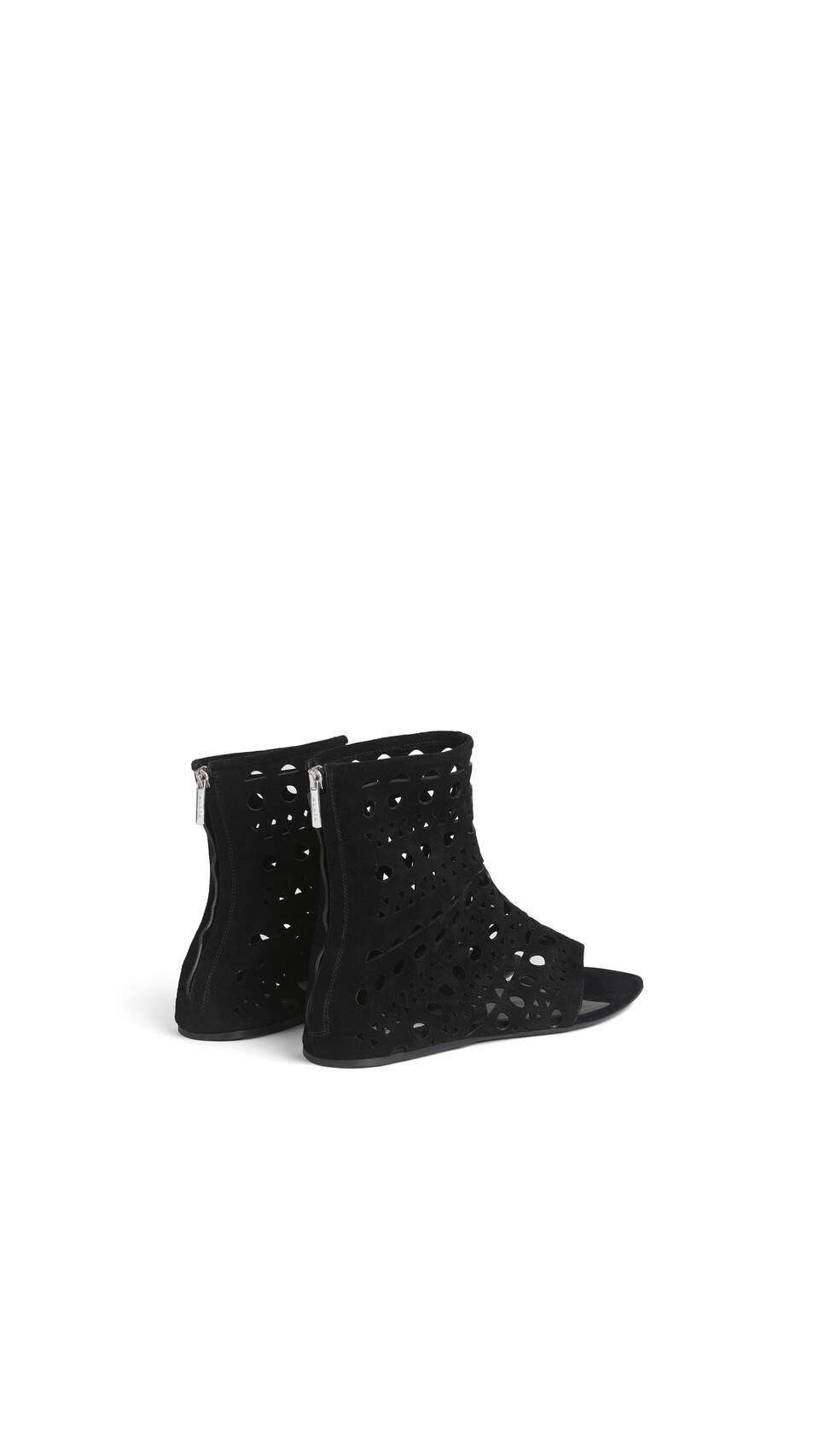 ALA&Iuml;A VIENNE HIGH FLAT SANDALS  IN VELVET CALFSKIN BLACK - View 3