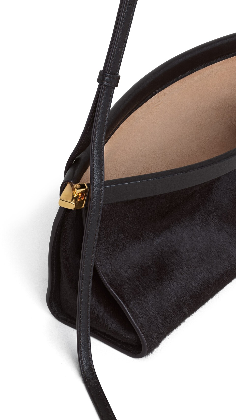 ALA&Iuml;A LE CLICK EAST WEST MEDIUM BAG IN HAIRCALF CHOCOLATE - View 3