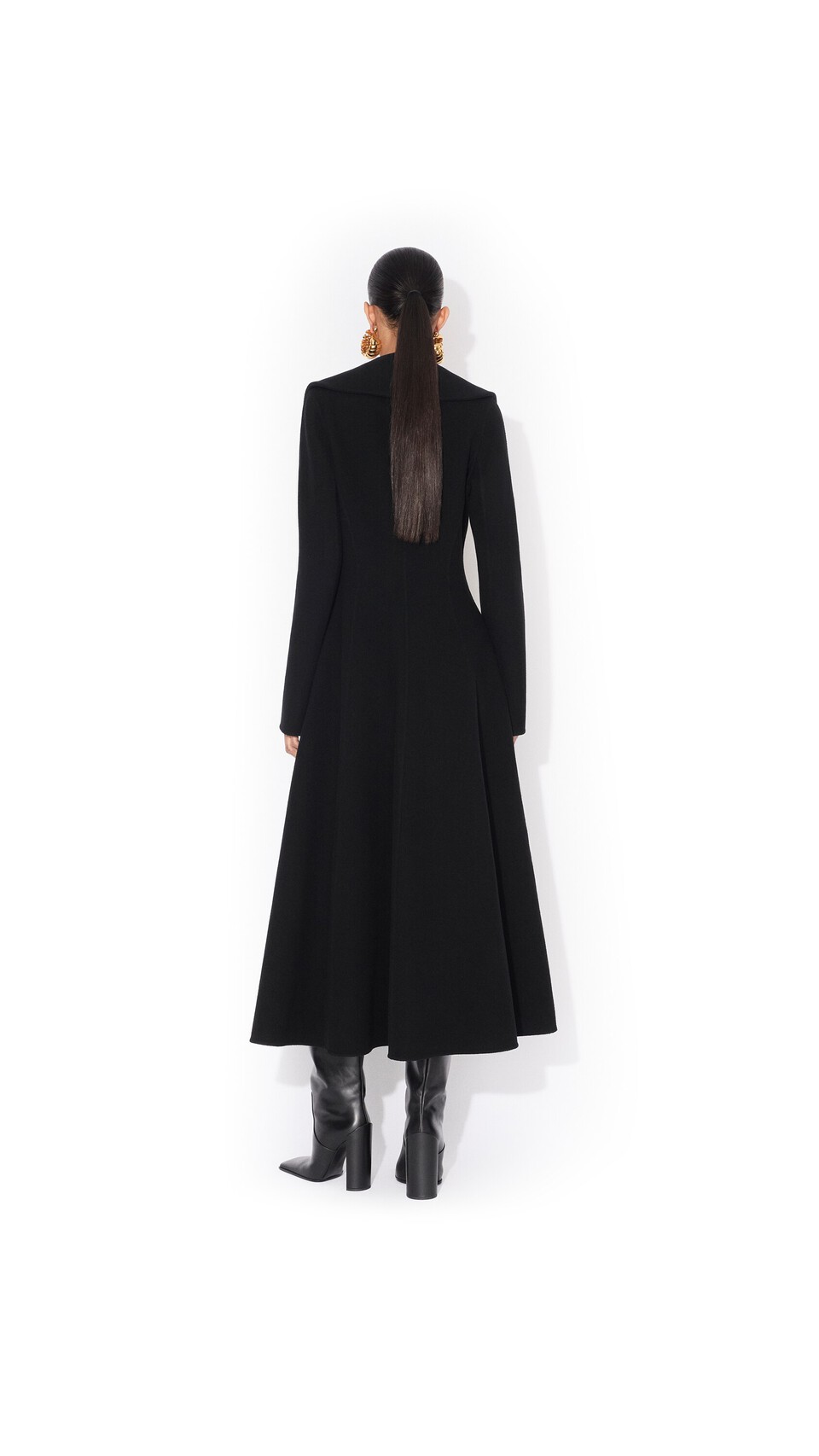 ALA&Iuml;A CINCHED WOOL COAT BLACK - View 3