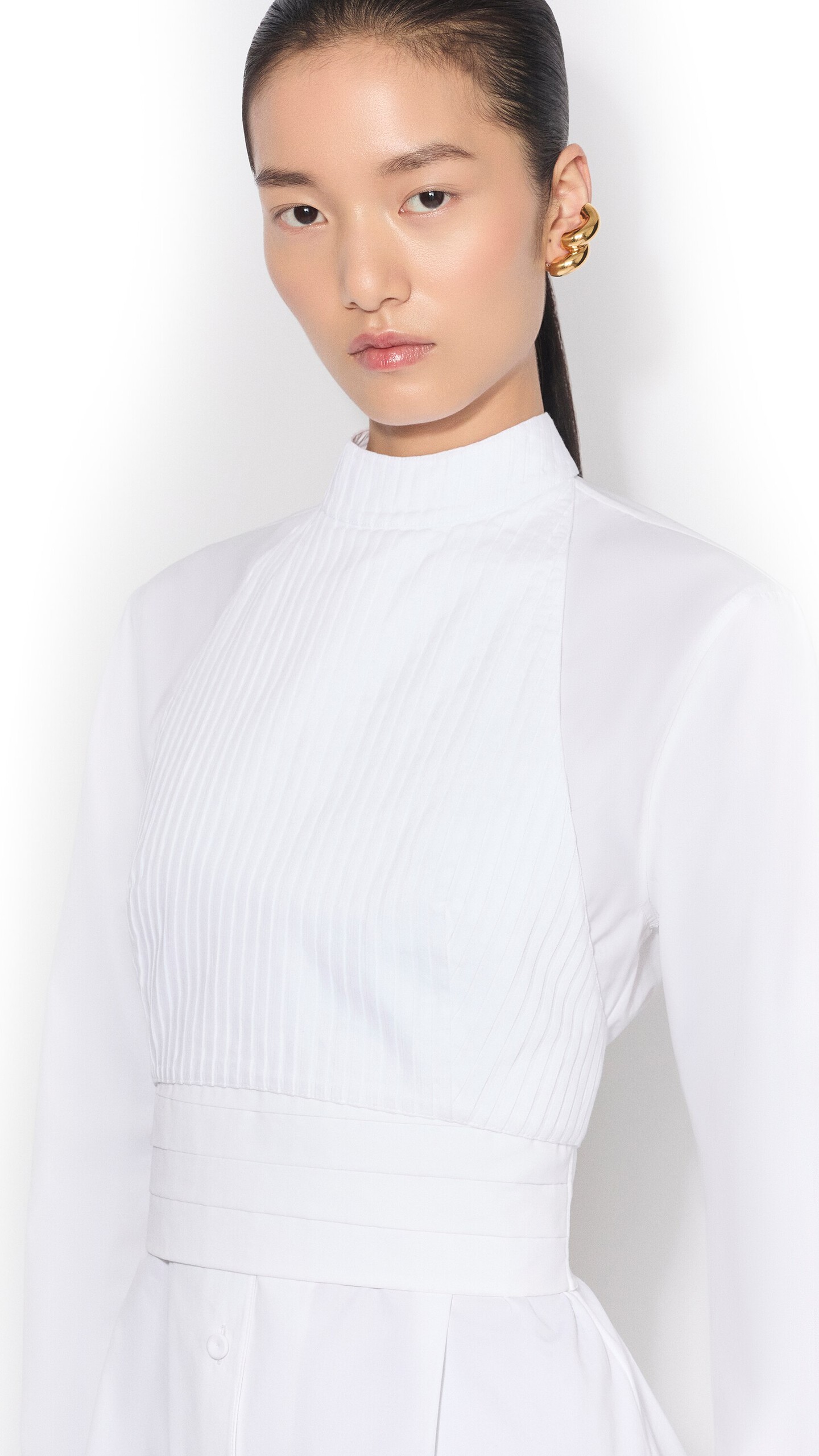 ALA&Iuml;A WRAP COTTON POPLIN DRESS WHITE - View 4