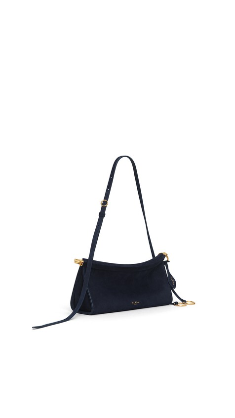 ALA&Iuml;A LE CLICK EAST WEST SMALL BAG IN SUEDE MIDNIGHT - View 2
