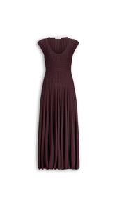 BORDEAUX - ALA&Iuml;A SCULPTURAL FLARE DRESS