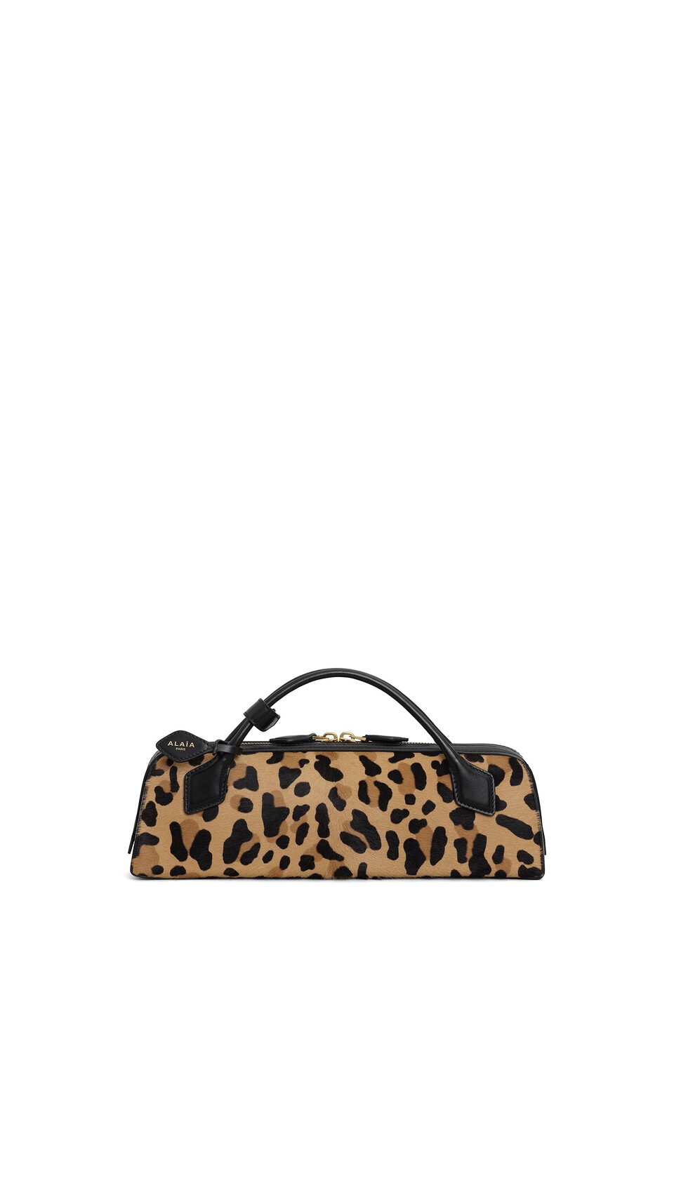 ALA&Iuml;A LE TECKEL CLUTCH IN LEOPARD HAIRCALF BROWN
