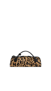 BROWN - ALA&Iuml;A LE TECKEL CLUTCH IN LEOPARD HAIRCALF