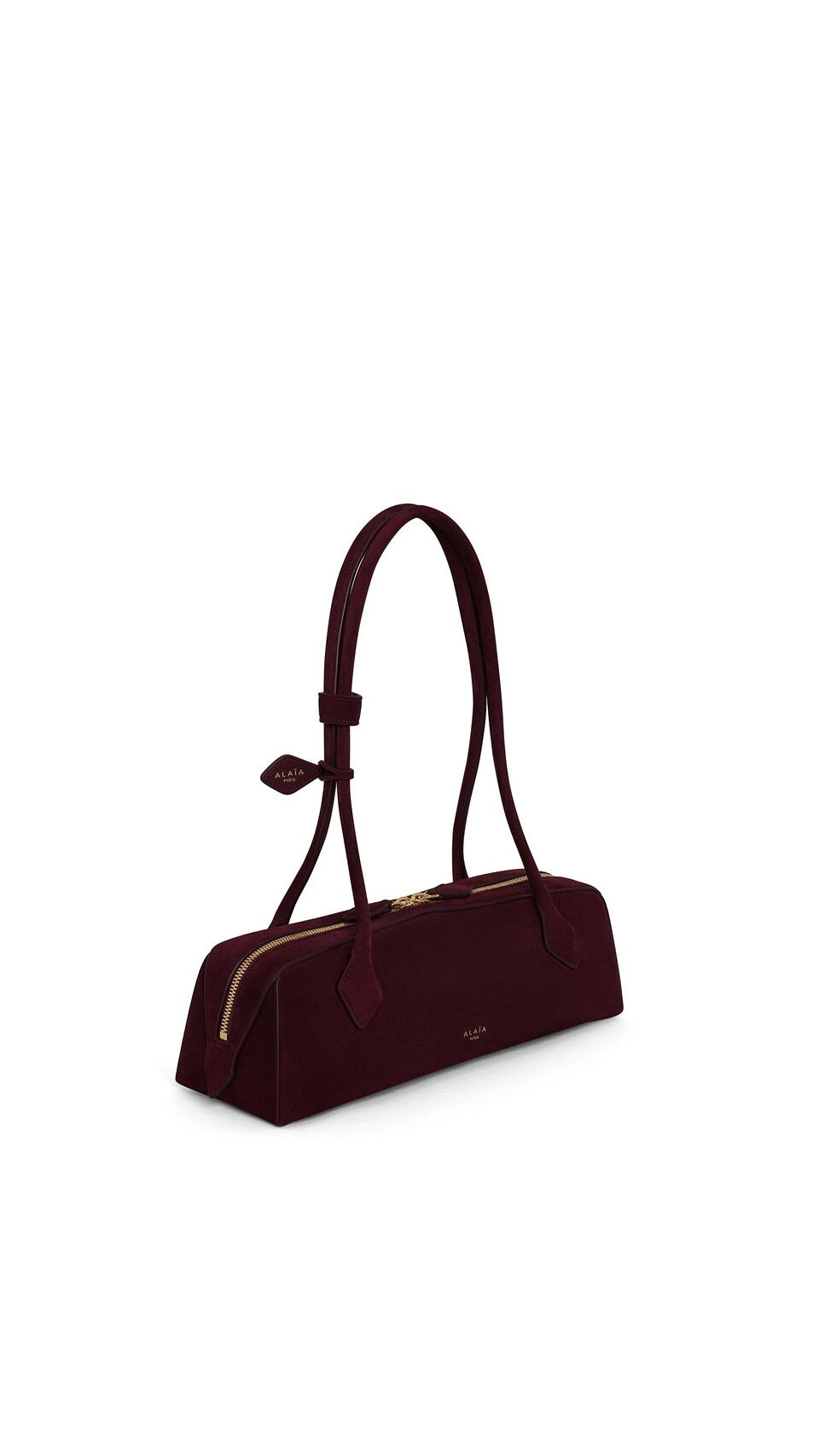 ALA&Iuml;A LE TECKEL MEDIUM BAG IN SUEDE GARNET RED - View 2