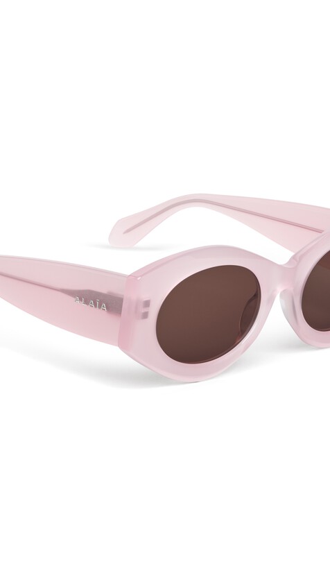 ALA&Iuml;A OVAL SUNGLASSES PINK/BROWN - View 2