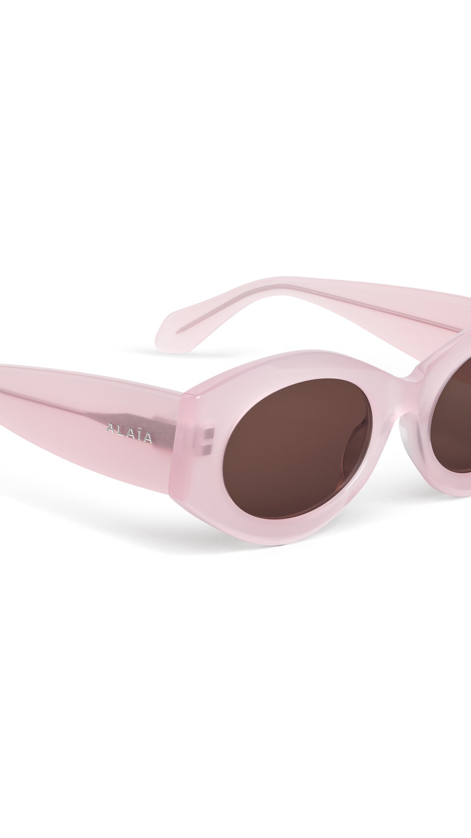 ALA&Iuml;A OVAL SUNGLASSES PINK/BROWN - View 3