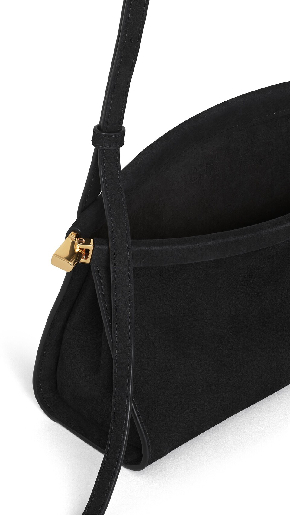 ALA&Iuml;A LE CLICK EAST WEST SMALL BAG IN NUBUCK BLACK - View 3