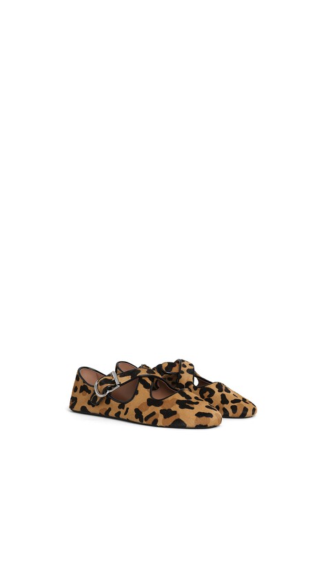 ALA&Iuml;A CRISS CROSS BALLET FLATS IN LEOPARD HAIRCALF BROWN - View 2