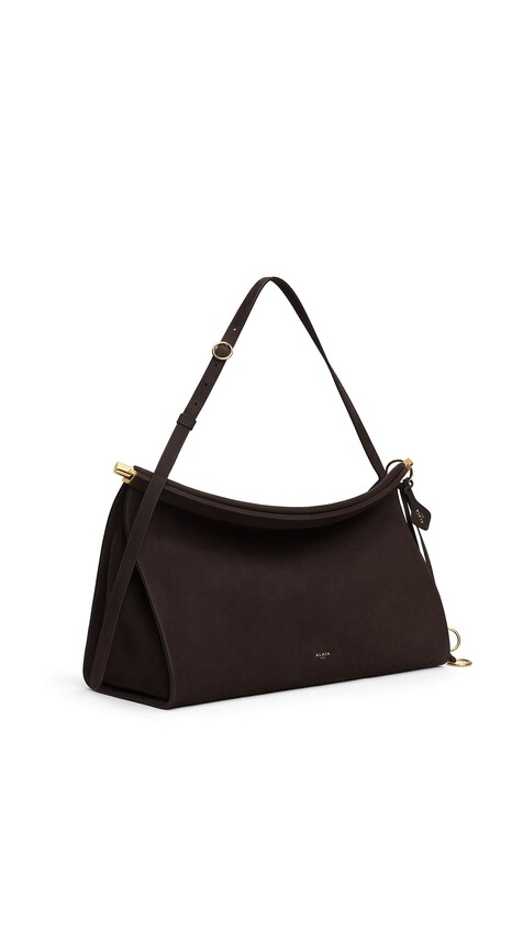 ALA&Iuml;A LE CLICK EAST WEST LARGE BAG IN NUBUCK DARK BROWN - View 2