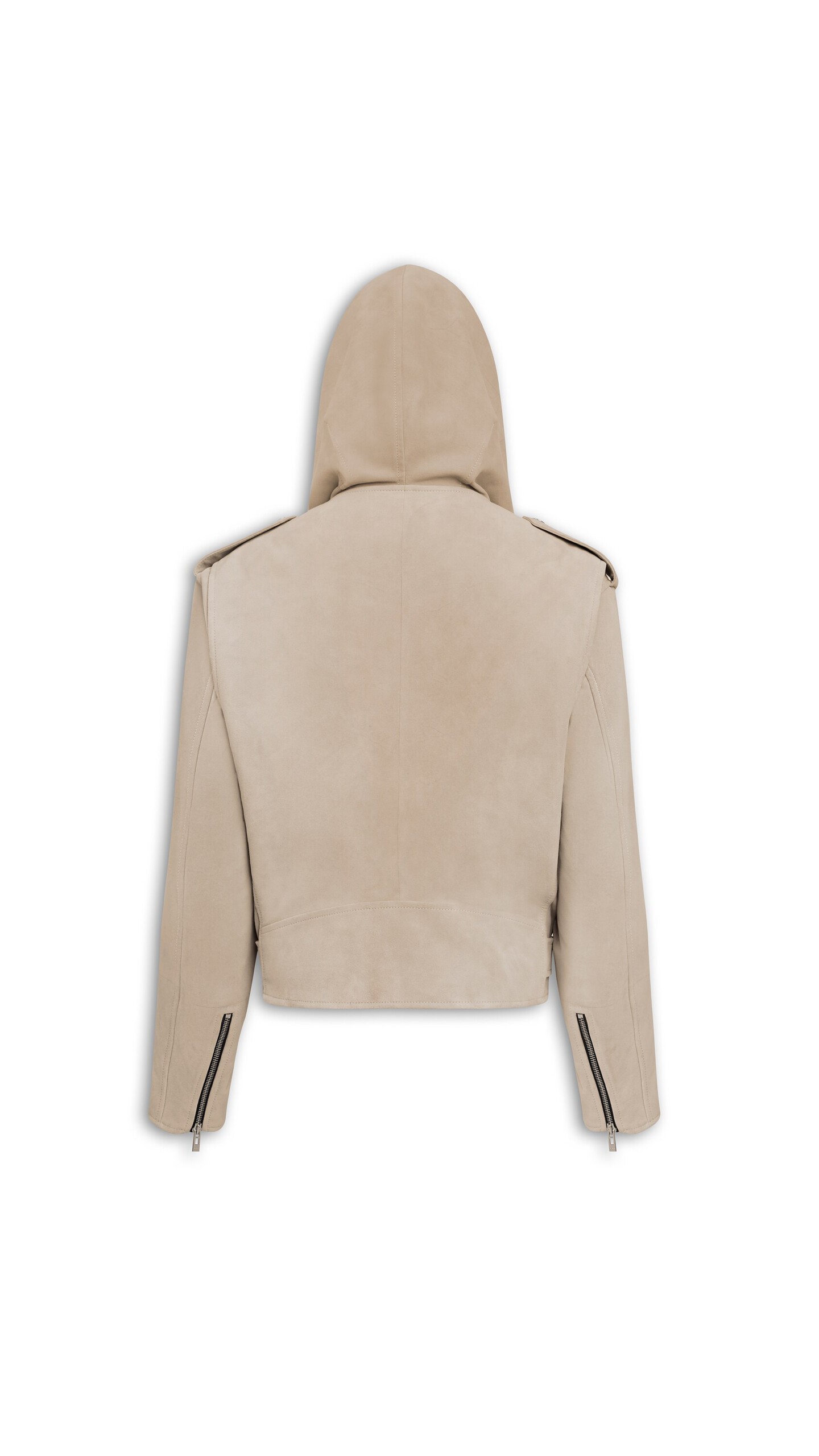 ALA&Iuml;A SUEDE HOODED BIKER JACKET BEIGE - View 2