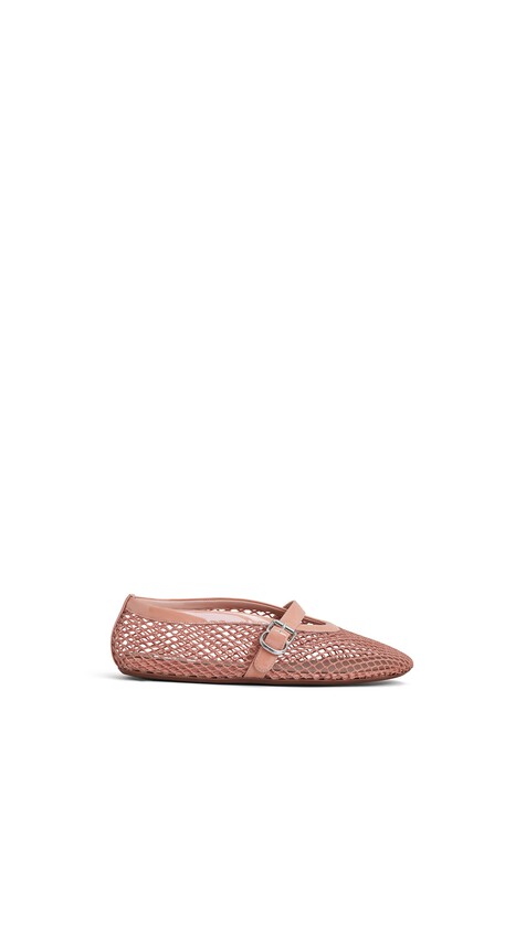 ALA&Iuml;A BALLET FLATS IN FISHNET NUDE