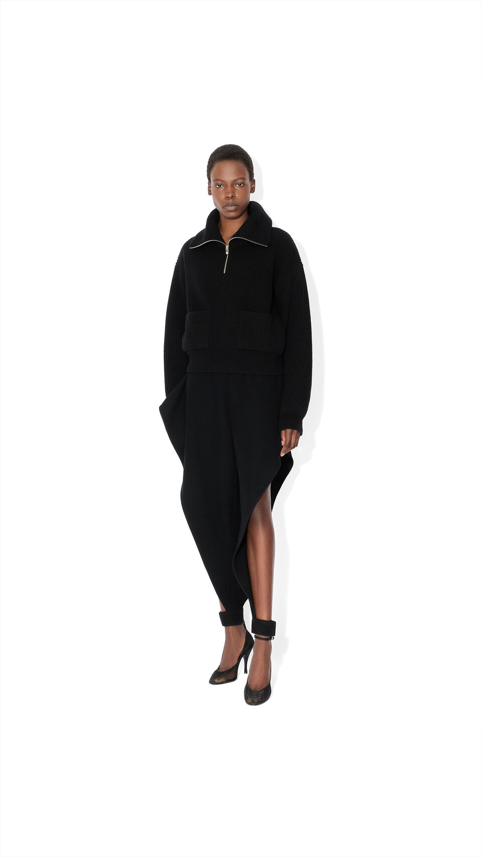 ALA&Iuml;A PULLOVER TRUCKER IN CASHMERE NERO - View 2