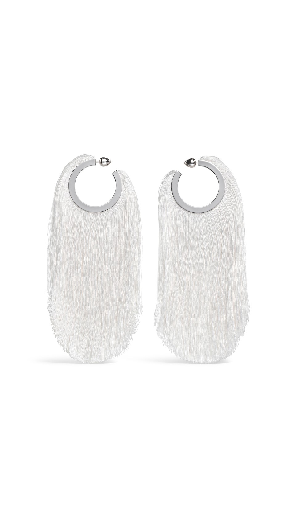 ALA&Iuml;A FRINGED HOOP EARRINGS CREAMY WHITE