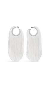 CREAMY WHITE - ALA&Iuml;A FRINGED HOOP EARRINGS