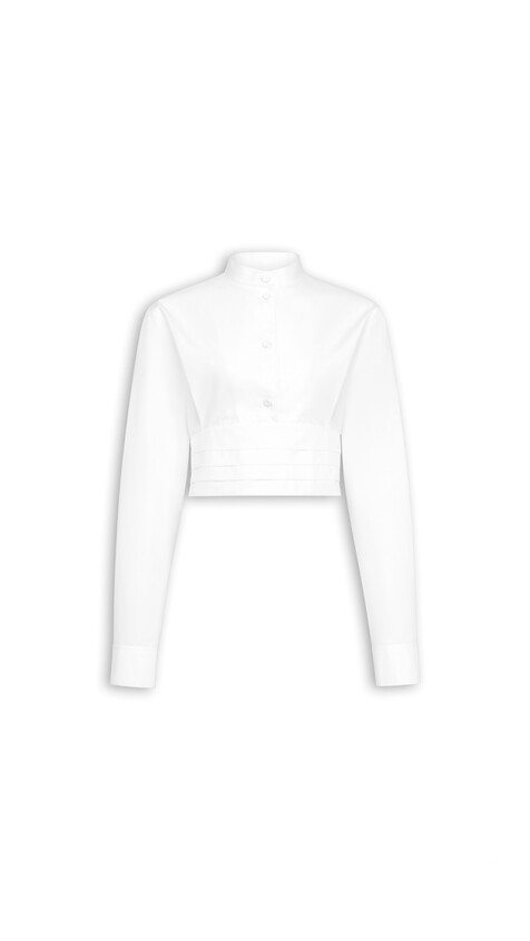 ALA&Iuml;A CROPPED  COTTON POPLIN SHIRT WHITE