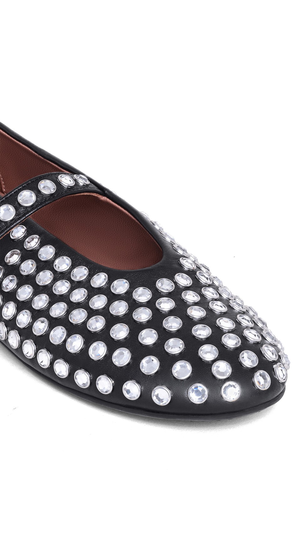 ALA&Iuml;A STRASS LAMBSKIN BALLET FLATS BLACK - View 3